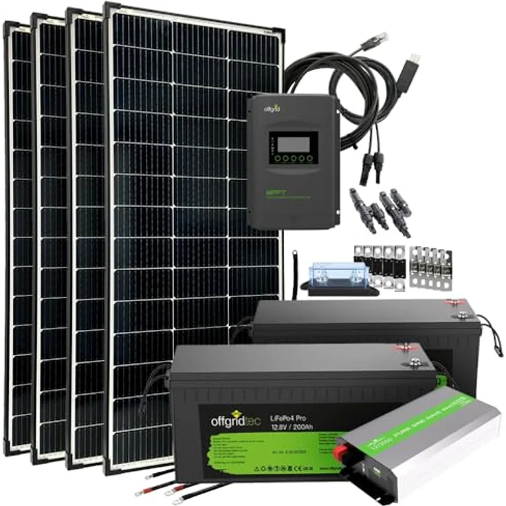 Offgridtec Autark Pro XL, 600W Solaranlage mit 3000W AC Leistung, 2x 200Ah LiFePO4 Akku, MPPT Laderegler mit Display, Plug & Play, Sinus-Spannungswandler, USB-Ausgänge für Wohnmobil & autarke Haushalte – Bild 1