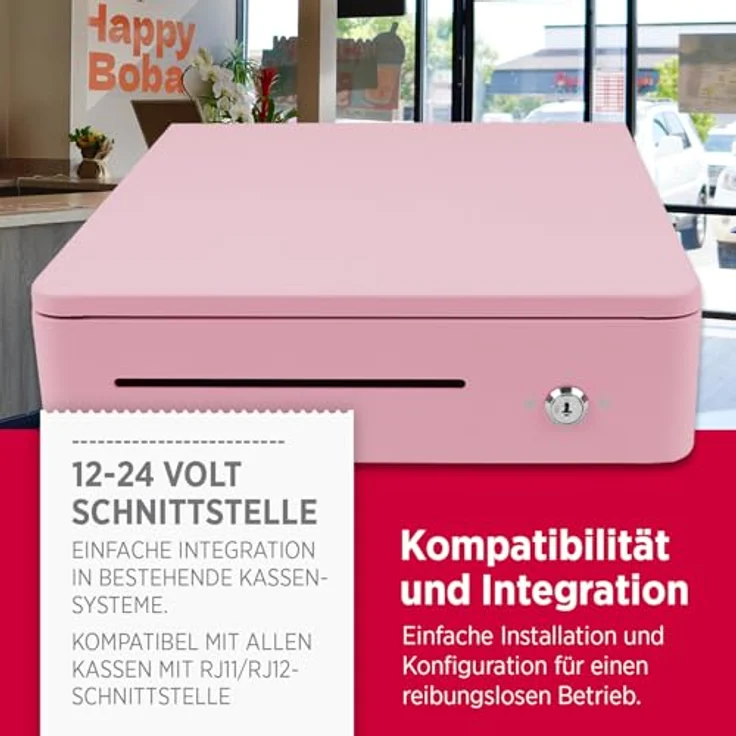 Olympia S 330 Bonbon pink, Kassenlade mit 8 Münzfächern, 4 Scheinfächern, robustem Vollmetall-Unterbau, elektrisch ansteuerbar mit Schloss & RJ11/RJ12-Anschluss – Bild 3
