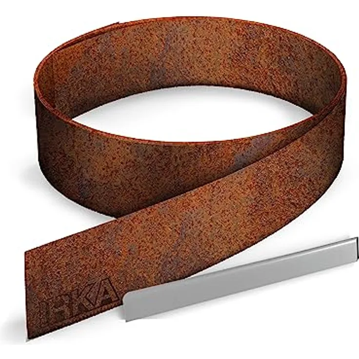 IRKA 1012-002 Rasenkantenband - 1 mm stark - Cortenstahl - robuste Beeteinfassung - Höhe 20 cm - Länge 15 m