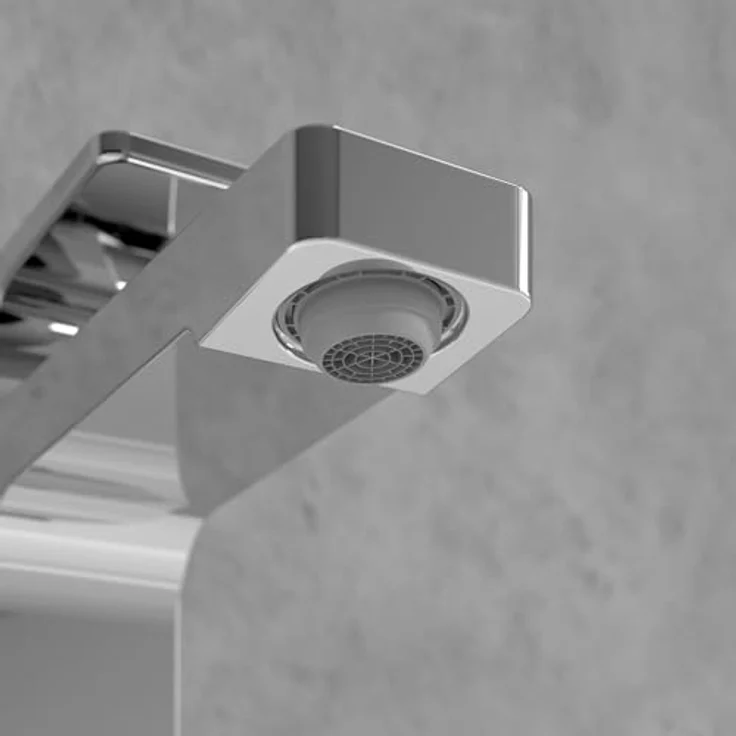 Villeroy & Boch Architectura Square Waschtischarmatur, Wasserhahn Bad mit Zugstange und Keramikkartusche, Waschbeckenarmatur wassersparend, Auslauf Höhe 113mm, eckig, Chrom – Bild 5