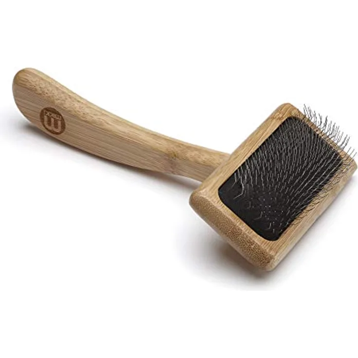 Mikki 6280031 Weiche Bambus-Zupfbürste mit Kugelköpfen für mittellanges/langes/lockiges Fell, Für Hunde und Katzen, Hergestellt aus Bambus, Klein, S, 56 g