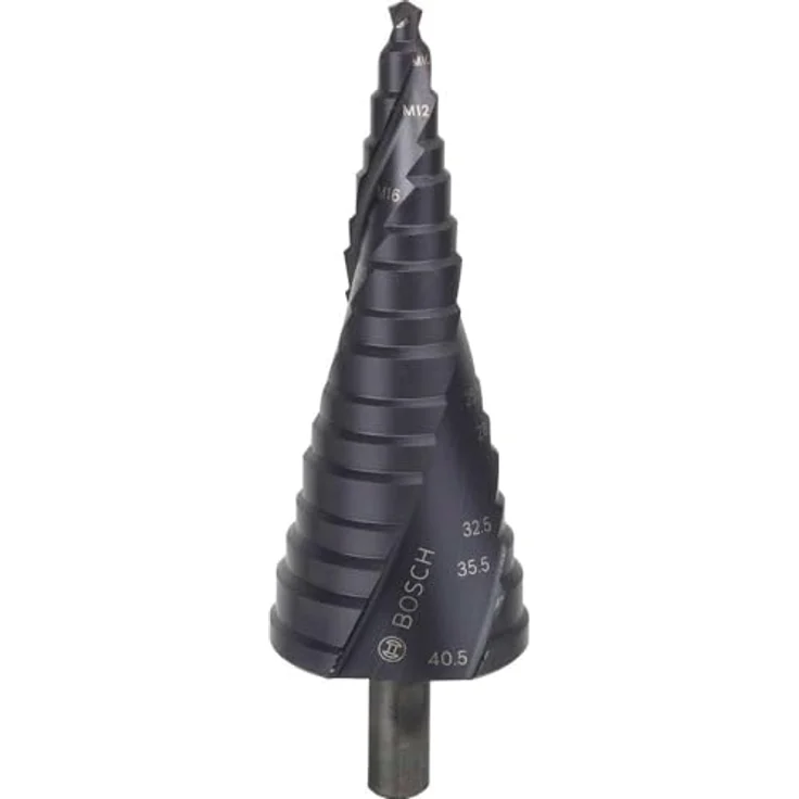 BOSCH HSS-AlTiN Stufenbohrer für Kabelverschraubungen, 12 Stufen M10-M40, 125,5 mm x 10 mm, hohe Standzeit und glattes Bohren – Bild 1