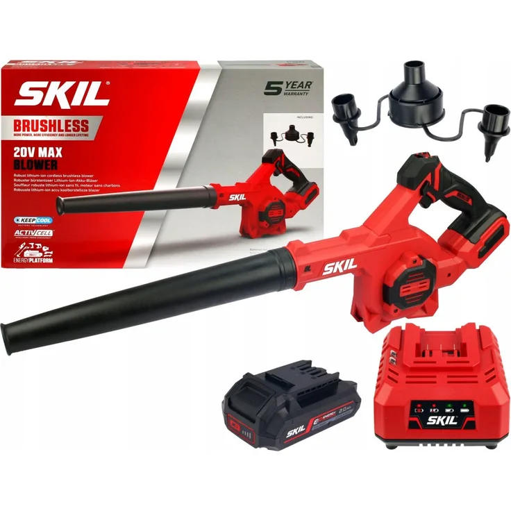 SKIL Akku-Laubbläser 3161 CB, 20V bürstenloser Motor, maximale Luftgeschwindigkeit 300 km/h