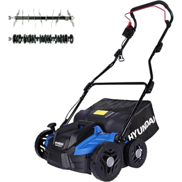 Hyundai Elektro-Vertikutierer SC3601E, 1.500 W Rasenpflegegerät mit 36 cm Arbeitsbreite und 5 Vertikutierhöhen, inkl. 45 l Grasfangkorb – Bild 1