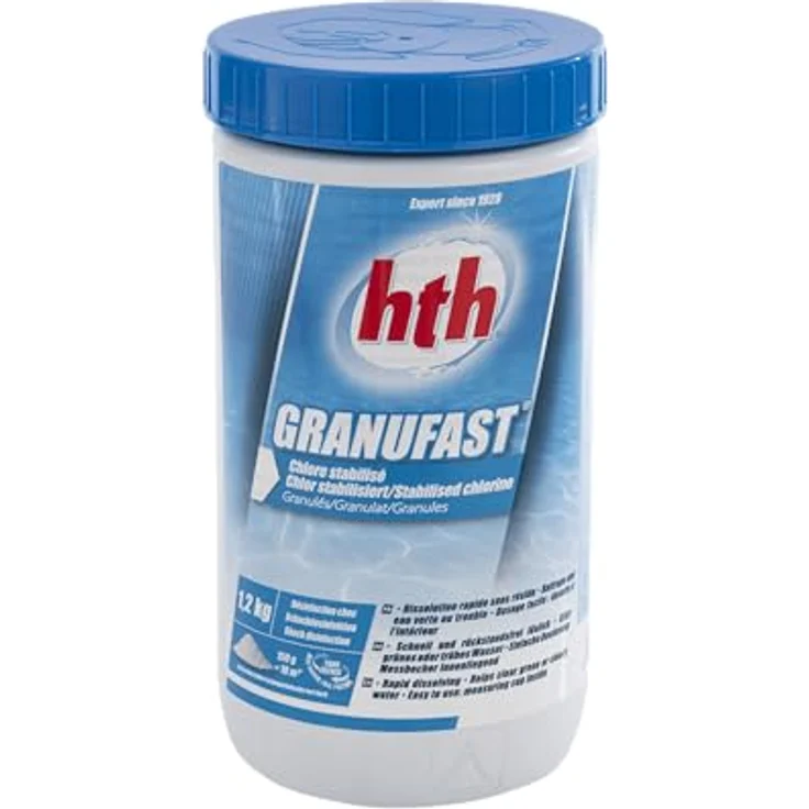 hth GRANUFAST Chlorgranulat 1,2 kg, schnelllösliches Desinfektionsmittel mit 56% verfügbarem Chlor für effektive Schockchlorung – Bild 3