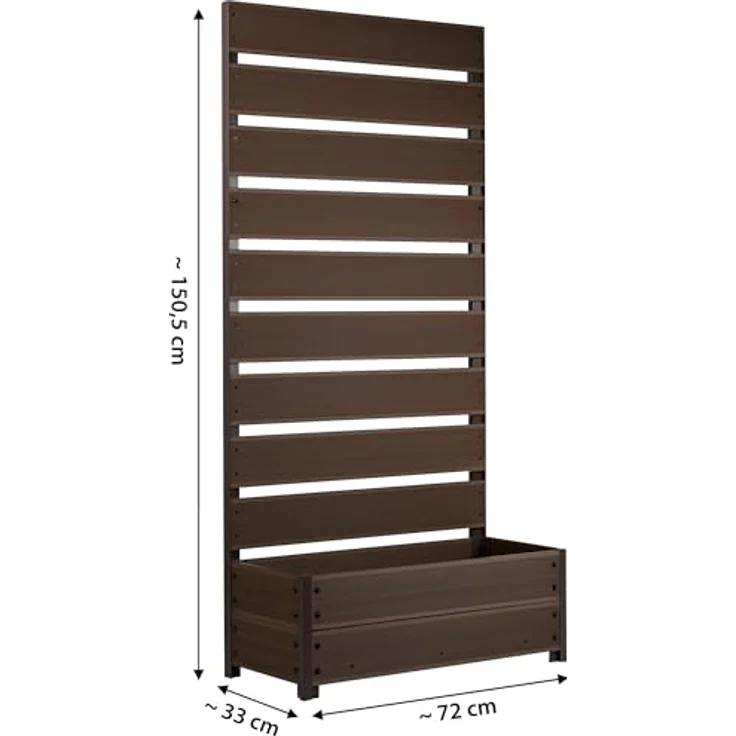 Dobar Pflanzbeet mit Rankgitter, WPC, 137 cm x 72 cm x 33 cm, silbergrau, wetterfest und UV-beständig – Bild 2