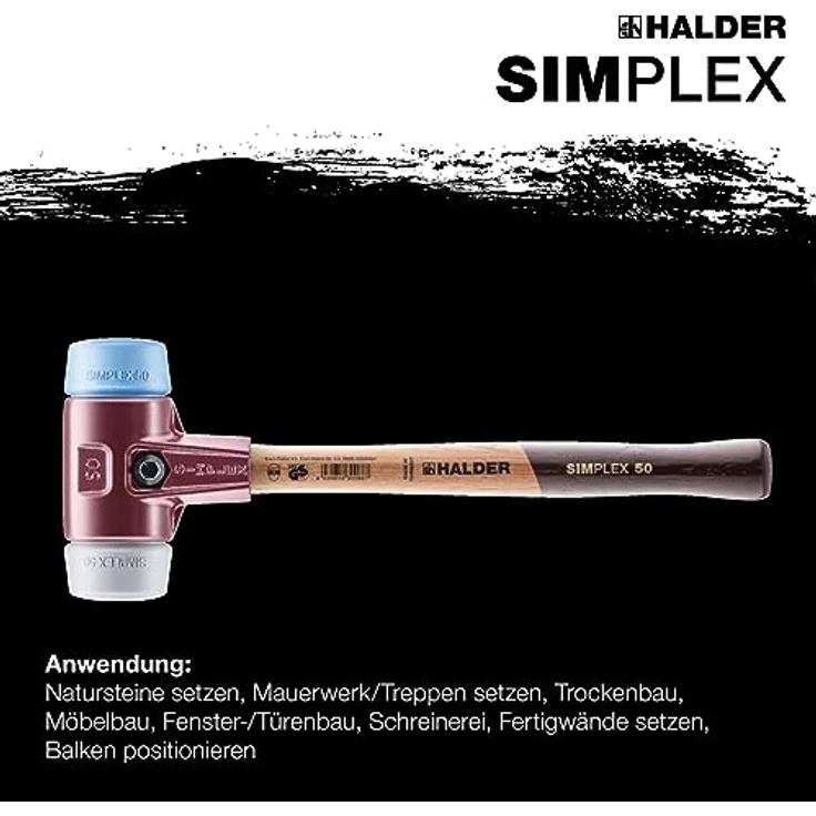 SIMPLEX-Schonhämmer, mit Stahlgussgehäuse und hochwertigen Holzstiel | Ø=50 mm | 3013.050 - Preisvergleich – Bild 5