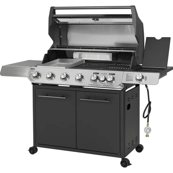 Primaster Gasgrill Cody Powerzone, 6 Brenner mit Infrarotbrenner, Grillfläche 95 x 48 cm, schwarz/silber