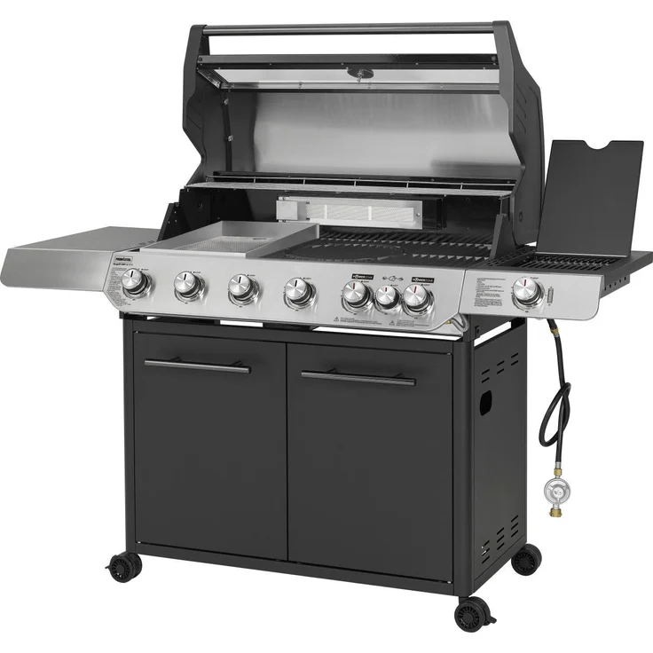 Primaster Gasgrill Cody Powerzone, 6 Brenner mit Infrarotbrenner, Grillfläche 95 x 48 cm, schwarz/silber