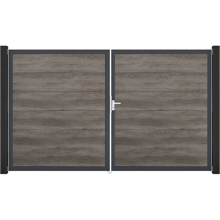GroJa Doppeltor 'BasicLine' DIN rechts, 300 x 180 cm, dark oak/anthrazit, pflegeleichter Kunststoff, einfache Montage, riss- und splitterfrei, Made in Germany