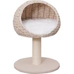 Dehner Lieblinge Kratzbaum Boris, Katzenbaum robust, Kletterbaum für Katzen, ca. 43 x 62 x 43 cm, Plüsch/Spanplatte/Sisal/Rattan, beige/weiß