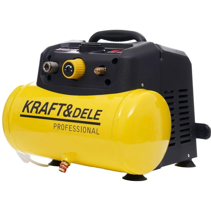 Kraft&Dele KD1415, Ölfreier Kompressor 6L, 8bar, wartungsfreundlich mit Druckminderer und Schnellkupplung