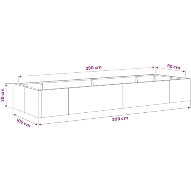vidaXL Beetumrandung Stützmauer, 8-teilig, modulare Stahlkonstruktion, anthrazit, wetterbeständig, individuelle Anordnung 300 x 100 x 30 cm – Bild 2