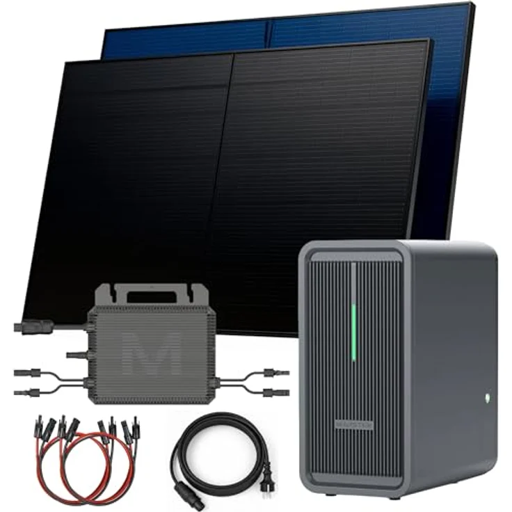 SUNNIVA® 1000W Balkonkraftwerk MARSTEK B2500-D, Bifaziales Fullblack Komplettset mit 2x 500W N-Type Glas-Glas Modulen und 2,24 kWh Speicher – Bild 1
