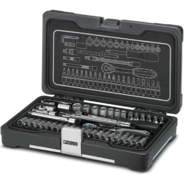 Phoenix Contact SF-SOCKET SET 47 1200292, 47-teiliges Werkzeugset mit 1/4" Umschaltknarre und bruchfestem Kunststoffkoffer