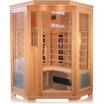 PureHaven Infrarotkabine Malmö 120x120x190 cm - Bluetooth-Soundsystem, Lichttherapie in 4 Farben, digitale Steuerung, kanadisches Hemlock-Holz