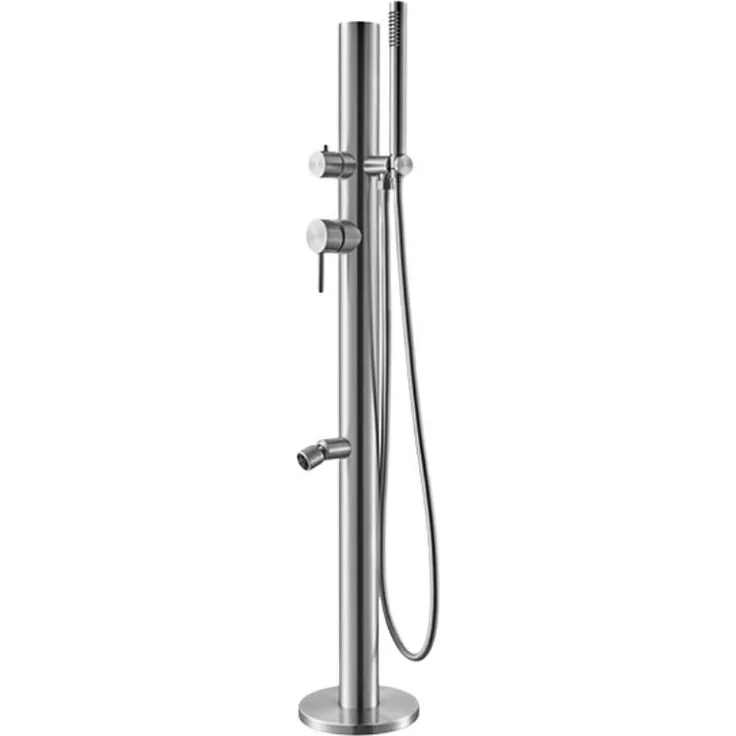Ideal Eichenwald Gartendusche PAPUA, Hand- und Fußdusche aus Edelstahl V4A mit Einhebelmischer für Warm- und Kaltwasser