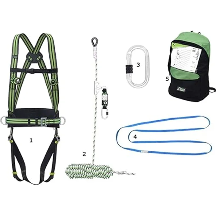 Kratos Safety Dach-Set, komplettes Absturzsicherung-Set mit Falldämpfer 15m, blau
