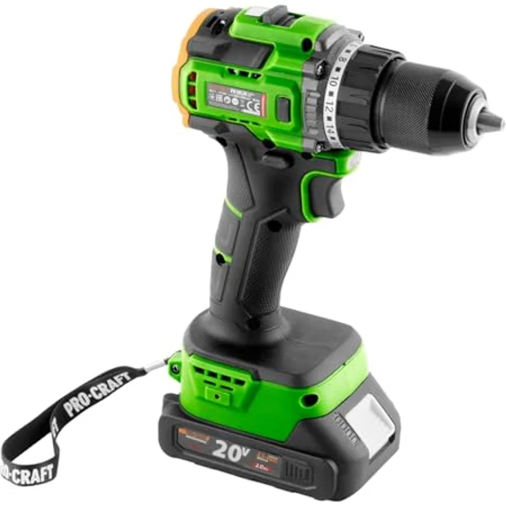 Procraft PA18LiH-1B-C, Akku Bohrschrauber 20 V mit 80 Nm, Bürstenlos, 2 Geschwindigkeitsstufen, 1x Akku 2,0 Ah, Ladegerät, Koffer – Bild 7