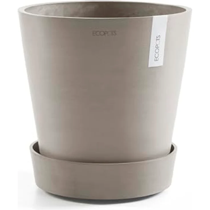 Ecopots Amsterdam Blumentopf-Untersetzer mit Rollen, Ø 51 cm, braungrau, Kunststoff, mit Kupferring zur Verhinderung von Steckmückenlarven – Bild 2