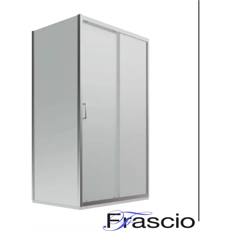 Frascio Duschkabine 85x155, Schiebetür mit zwei Kristallen, satiniertes Hartglas, rechteckig, verchromtes Aluminiumprofil