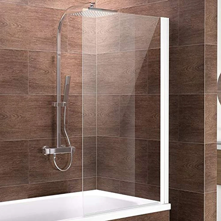 Schulte Badewannenfaltwand Komfort, 5 mm Sicherheitsglas, 70x130 cm, pendelbar, Klar, Weiß – Bild 2