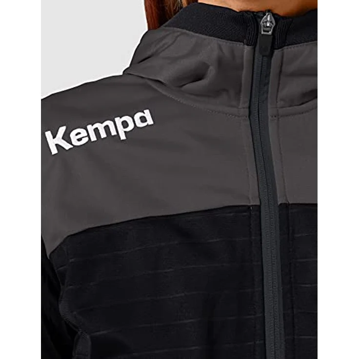 Kempa Emotion 2.0 Kapuzenjacke für Damen, schwarz, mit Reißverschlusstaschen und Rippstrick-Kapuze, Größe XL – Bild 3