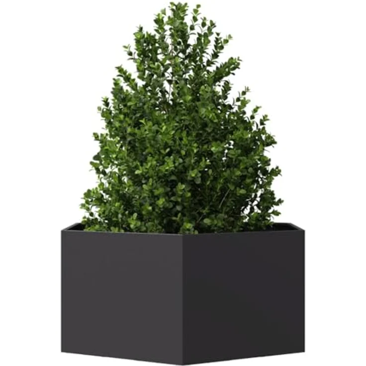 vidaXL Pflanzkübel Schwarz Sechseckig 104x90x45 Stahl - Witterungsbeständig, viel Platz, offener Boden – Bild 3