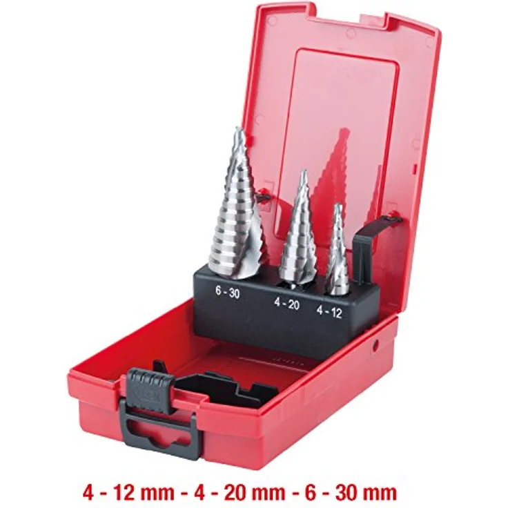KS Tools 3302404 Stufenbohrer-Set, Metallbohrer mit Hochleistungsstahl, 118° Spitzenwinkel, spiralgenutet, 1 Stück – Bild 2