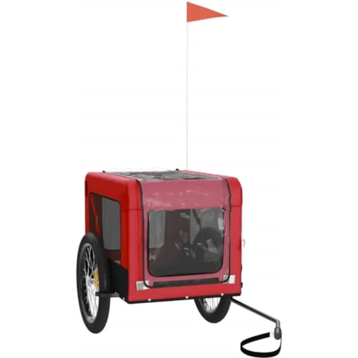 vidaXL Hunde-Transportbox Fahrradanhänger Hunde Rot und Schwarz Oxford-Gewebe Eisen, 45 kg maximale Tragfähigkeit – Bild 4