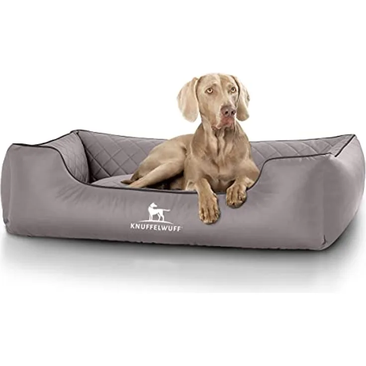 Knuffelwuff Hundebett Kunstleder Hundekorb Hundesofa Hundekissen Hundekörbchen waschbar Milan, XL 105 x 75cm, grau
