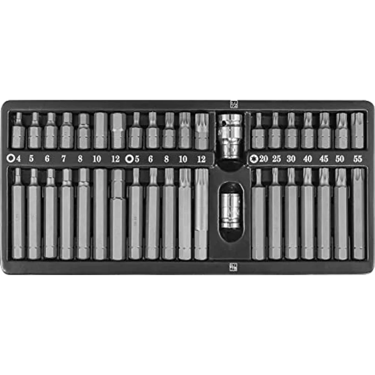 Jonnesway TORX IMBUS XZN MOCN-SET BITS 40tlg. mit 14 TORX und 14 IMBUS Bits, verschiedene Längen, robustes Chrom-Material, inkl. 2 Adapter – Bild 2