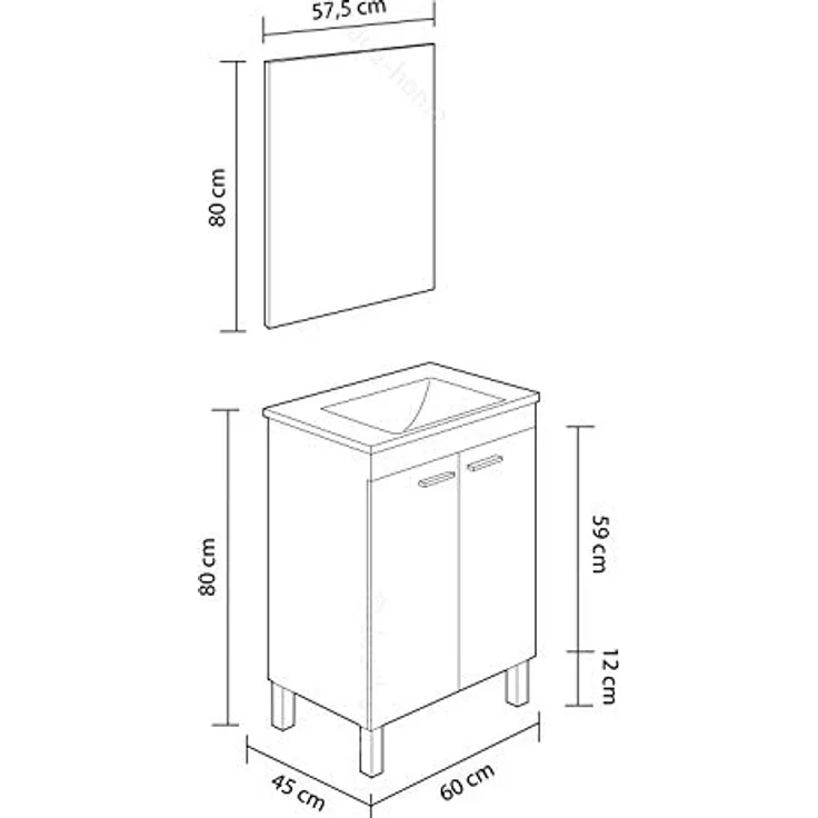 Aqua Plus saesmkon60bl Koncept Waschtisch Badezimmer - – Bild 4