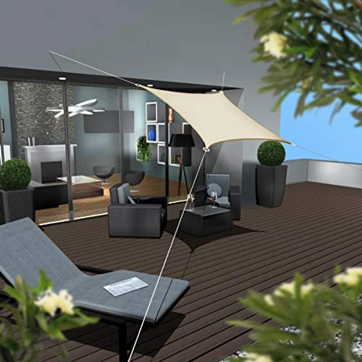 AMANKA 2 x 2 m UV Sonnensegel Quadratisch Wasserdurchlässig - Sonnenschutz Balkon Terrassendach Sichtschutz Garten - Sonnensegel Sonnendach Segel Terrasse Trampolin Pergola Wohnwagen Pool Camping – Bild 2