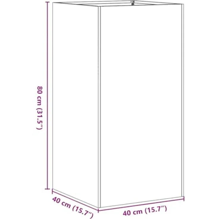 vidaXL Pflanzkübel Weiß 40x40x80 cm Kaltgewalzter Stahl, Pflanzschale, Garten-Garten-Pflanzkübel, Outdoor-Pflanzgefäß, Hochbeet, Pflanzgefäß – Bild 3