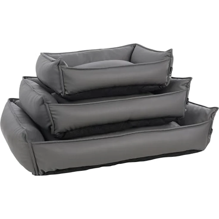 Flamingo Korb Leder - Odet Rechteck Beige - Luxuriöser Schlafplatz aus synthetischem Leder und Polyesterfüllung – Bild 3