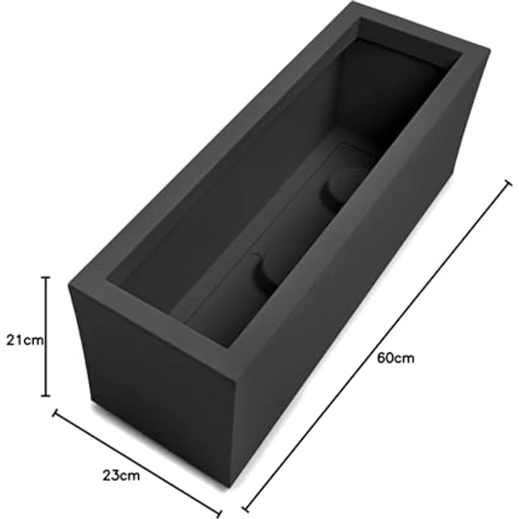 ONDIS24 Vulkan Pflanzkübel mit Wasserspeicher, rechteckig, 25L Pflanzvolumen, Basalt optik, für Balkon und Terrasse – Bild 9
