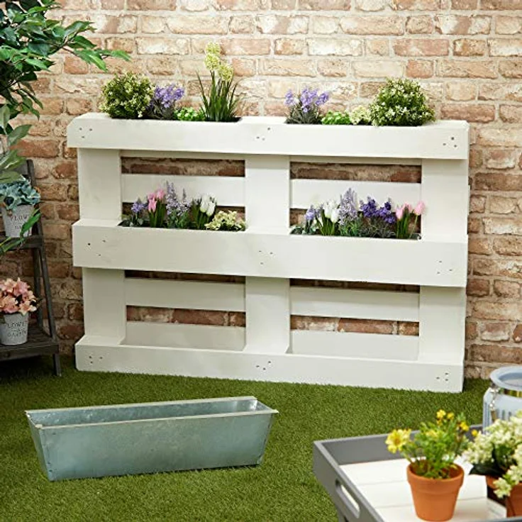 Spetebo Zink Pflanzkasten Einsatz für Europalette - 4 Stück/Silber - Blumenkasten Balkonkasten Pflanzenkasten – Bild 3