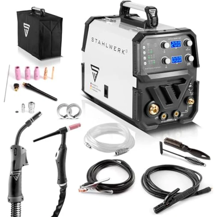 STAHLWERK Kombi-Schweißgerät MTM-200 ST 3-in-1 Schutzgas-Schweißgerät | Inverter mit 200 A und synergischem Drahtvorschub für WIG | MIG MAG | MMA – Bild 1