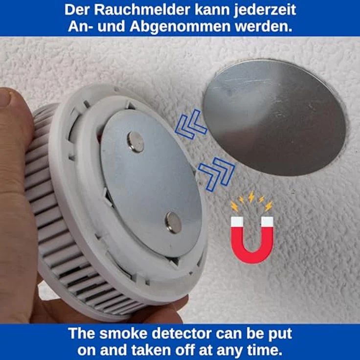 Rauchmelder Magnethalter, 3er Pack, Ø 50 mm, Selbstklebend, 3M Pads, Warnmelder Magnethalterung zur einfachen Befestigung ohne Bohren und Schrauben – Bild 7