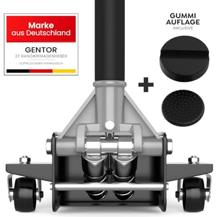GENTOR Wagenheber hydraulisch 3T flach Rangierwagenheber Autoheber 75-505m, max. Hubhöhe: 50.5 cm, Premium Wagenheber Hydraulisch 3T, robust & mobil, schwarz – Bild 6