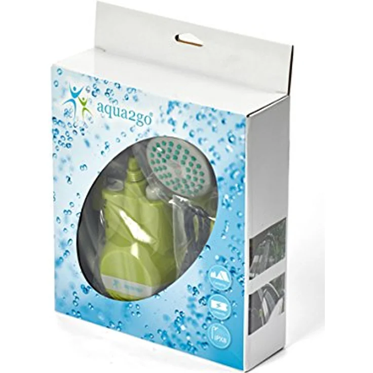 Aqua2go Gartendusche Camping-Dusche, aufladbar mit 2,5 l/min Wasserdurchfluss, 1,8 m Schlauchlänge, wasserdichtem Akkuschutz – Bild 6