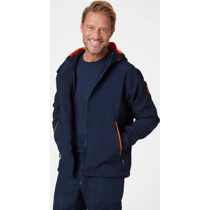 Helly Hansen Softshelljacke CHELSEA EVO HOODED SOFTSHELL 74140, Wasserdicht und mit 4-Wege-Stretch, Marineblau