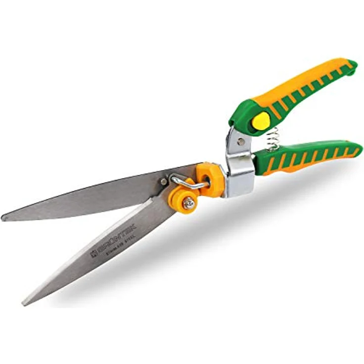 GRÜNTEK Rasenschere EISVOGEL, Premium Rasenkantenschere mit 180° drehbarem Schneidekopf, rostfreie INOX Klingen, Ergo-Griffe, 345 mm, Edelstahl, manuell – Bild 2