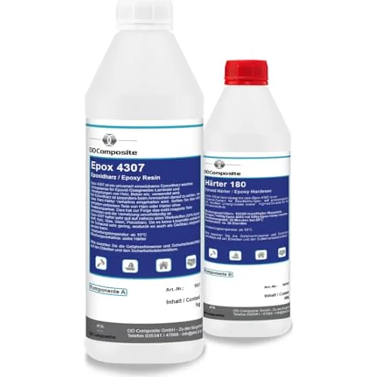 DD Composite 1kg Epox 4307 + 600g Härter 180, lösemittelfreies Epoxidharz mit sehr guter Haftung und Chemikalienbeständigkeit, gelblich
