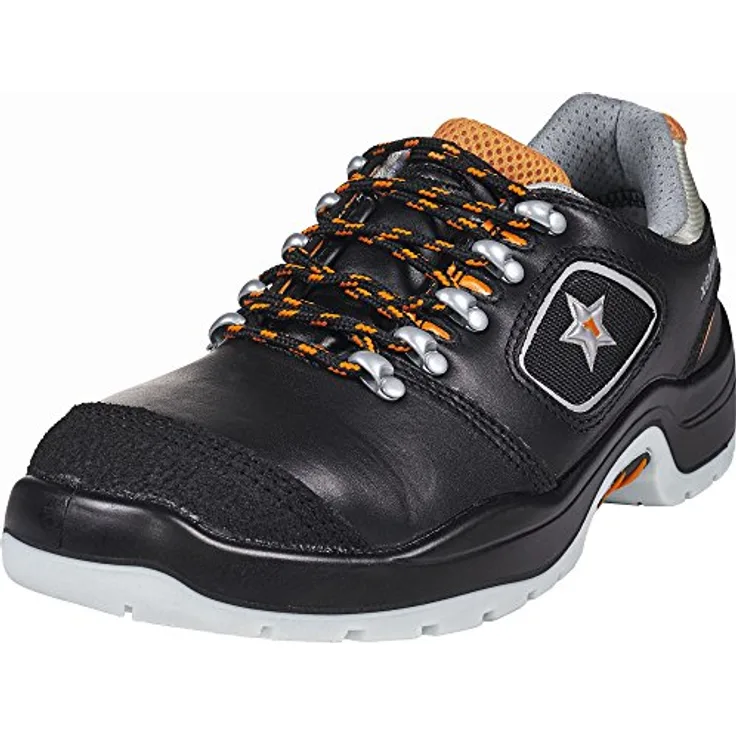 ruNNex RUNNEX® S3-Sicherheitshalbschuhe TeamStar, hydrophobiertes Glattleder, Aluminium-Zehenschutzkappe, SRC rutschhemmend, Schwarz
