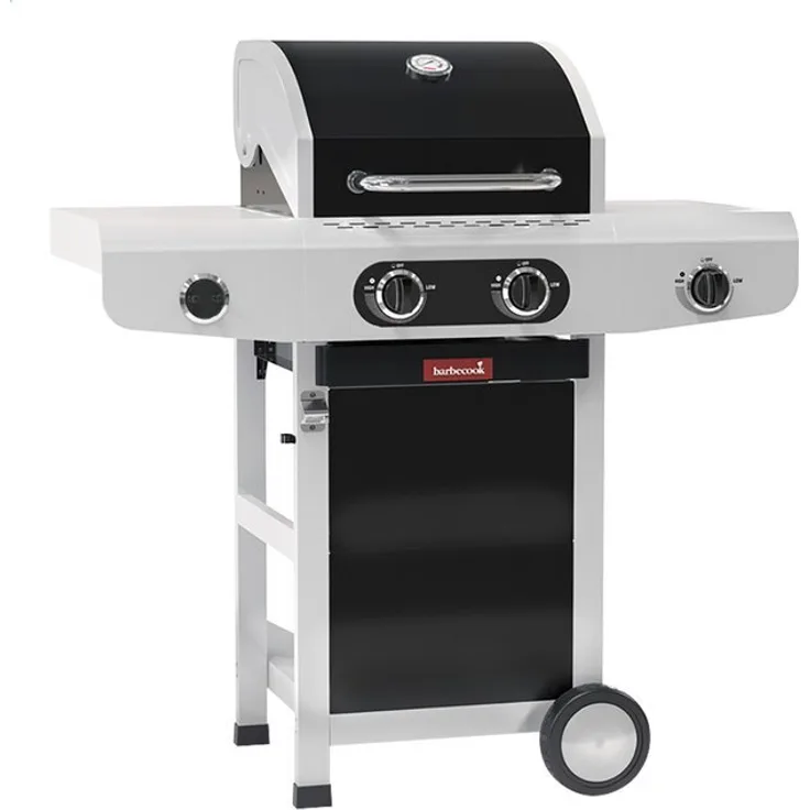 Barbecook Siesta 210 Black Edition, Gasgrill mit 8000 W, 2 Zonen, Edelstahl-Brennersystem, Schwarz