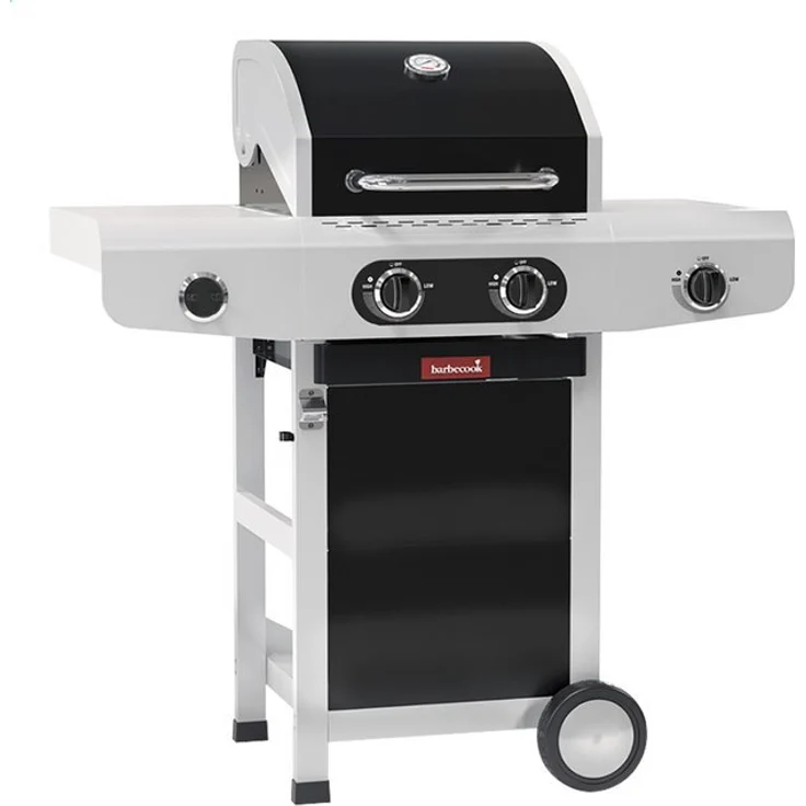 Barbecook Siesta 210 Black Edition, Gasgrill mit 8000 W, 2 Zonen, Edelstahl-Brennersystem, Schwarz