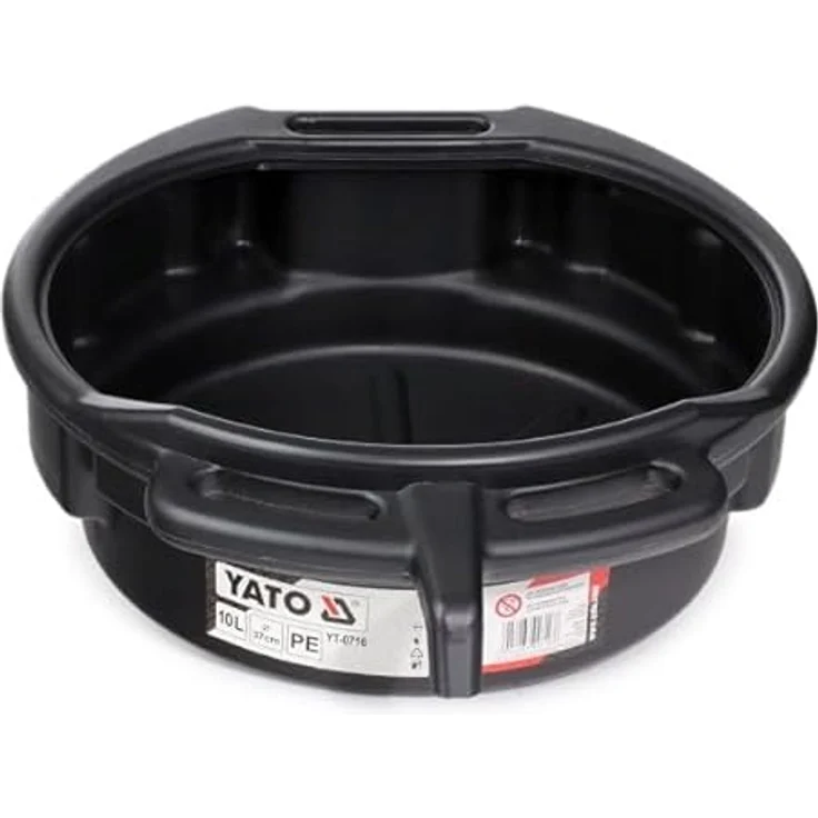 YATO Ölablasswanne PE, 10 L mit Ausgießer und Schwallrand, säurebeständig, Ø 37 cm – Bild 2