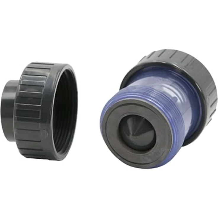 HAF PVC Rückschlagventil Transparent 50mm | Klebemuffe x Klebemuffe | Kegelventil aus grauem PVC | PN16 für Rohr und Teich – Bild 3